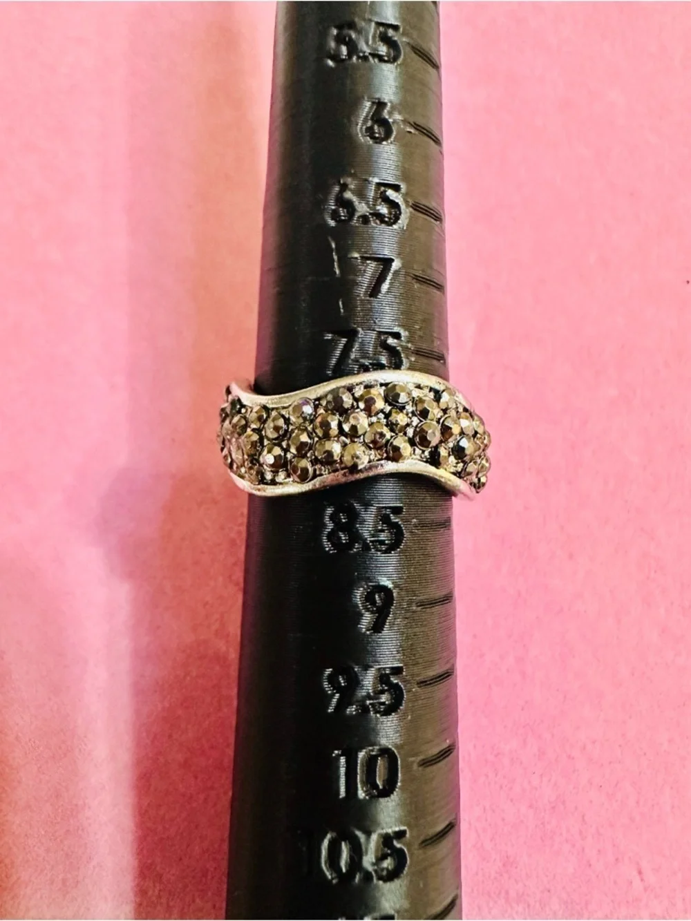 Gold Tone Pave Rhinestone Band Ring Size 7.5